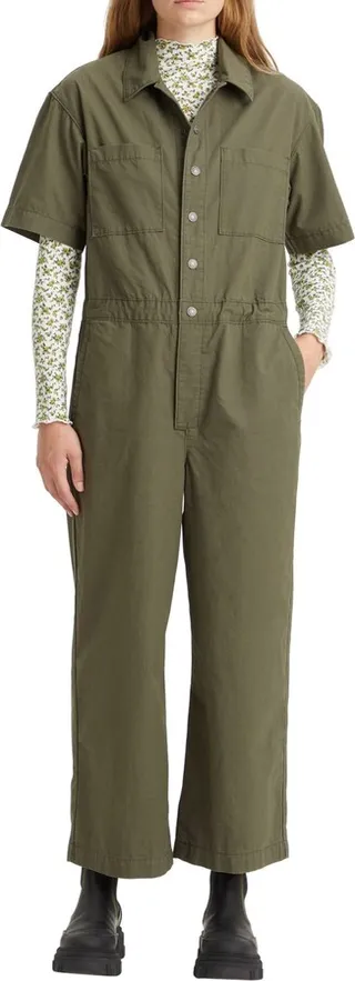 Short Sleeve Nonstretch Denim Boilersuit