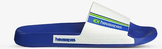 Womens Marine Blue Brasil-flag Pvc Sliders