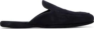 Manolo Blahnik Navy Montague Slippers