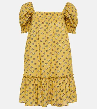 Floral shirred cotton dress