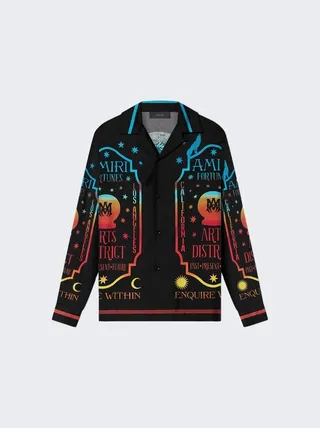 Fortune Long Sleeve Bowling Shirt Black