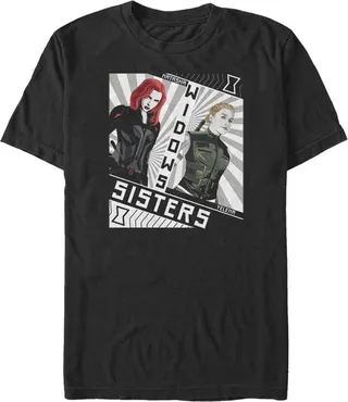 Men's Marvel Black Widow Sisters Cartoon T-Shirt - Black - X Large