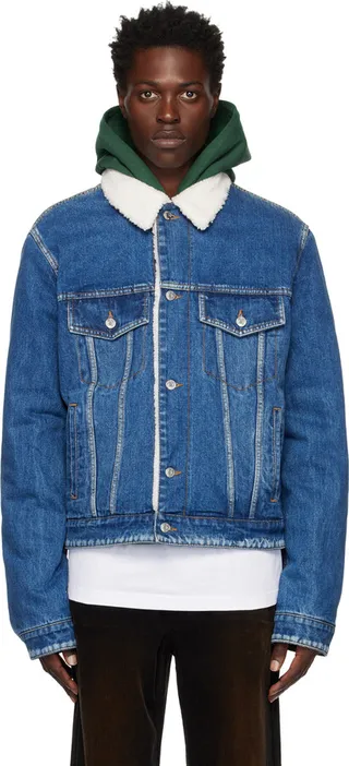 We11done Blue Regular-Fit Denim Jacket