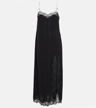 Lace-trimmed maxi slip dress