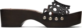 ALAÏA Black Vienne Wooden Clogs