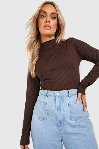 Plus Soft Knitted Rib Turtleneck one piece