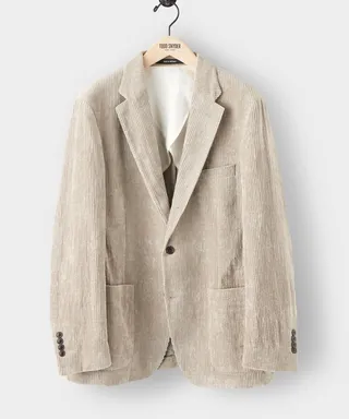 Italian Corduroy Madison Suit Jacket in Warm Grey