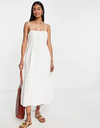 Billabong x Wrangler Peachy Keen beach midi summer dress in white