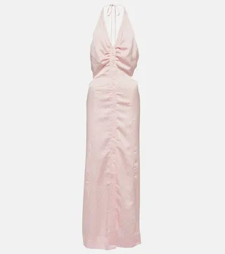 Gingham halterneck maxi dress