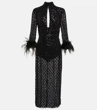 Onyx sequined midi dress