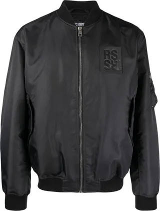 Black Logo Patch Bomber Jacket