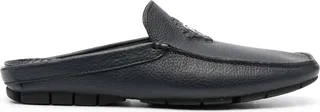 Logo-Plaque Leather Slippers