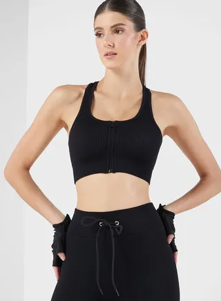 Athletic Bra With Zip Detail