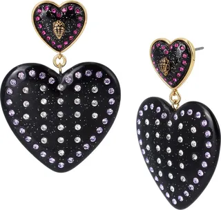 Crystal Heart Double Drop Earrings
