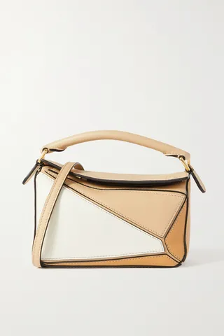 Loewe - Puzzle Mini Color-block Textured-leather Shoulder Bag - Brown