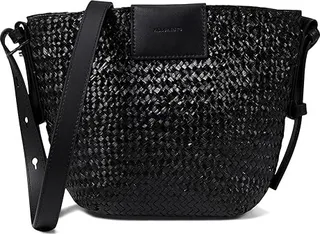 AllSaints Ebro Straw Crossbody (Black) Cross Body Handbags