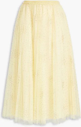 Glittered pleated point d'esprit midi skirt