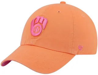 Men's '47 Brand Orange Milwaukee Brewers Mango Magenta Undervisor Clean Up Adjustable Hat