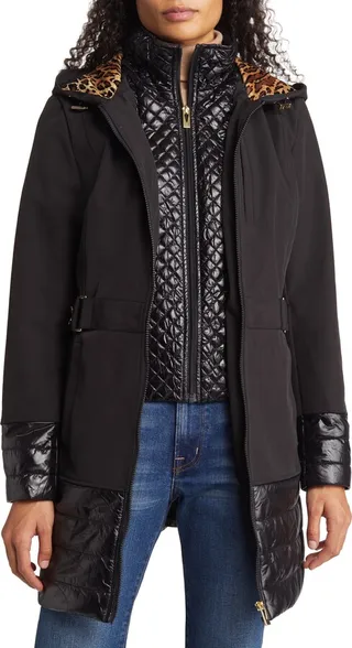 Quilted Mixed Media Water Repellent Jacket