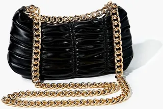 Ruched Baguette Shoulder Bag
