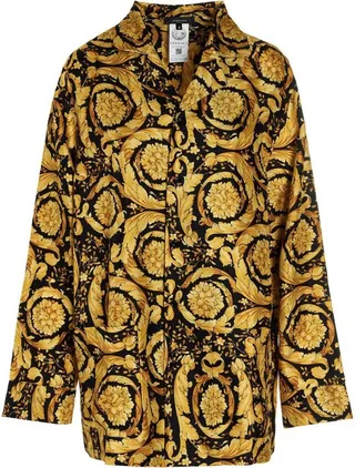 Versace Barocco Printed Belted Waist Dressing Gown