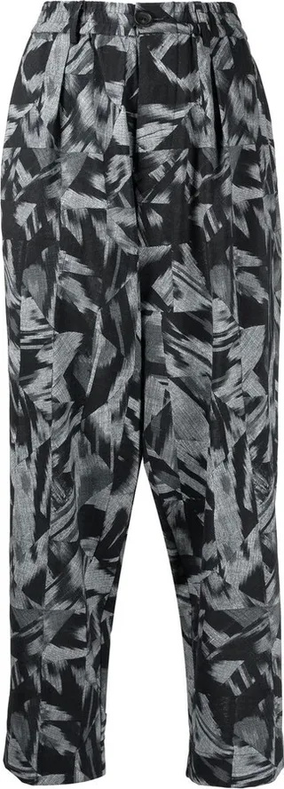 Abstract-Print Straight Trousers