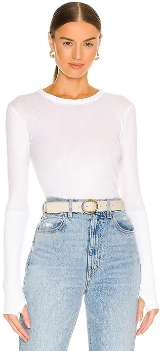 Cashmere Cuffed Crew Neck Top