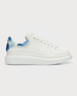 Men's Oversized Larry Crystal-Backstay Leather Low-Top Sneakers