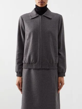 The Lexi Zipped Houndstooth Bomber Jacket