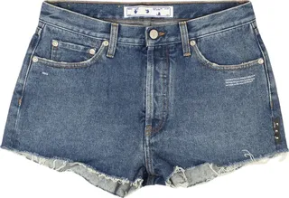 Blue Denim Frayed Shorts