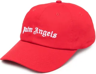 Red Embroidered Logo Cotton Baseball Cap