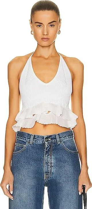 ALAÏA Ruffle Top in White
