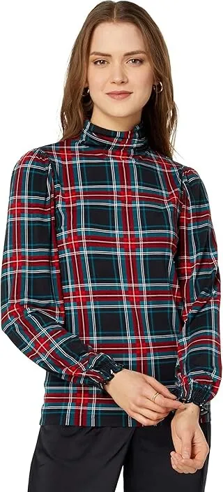 Draper James Knit Turtleneck in Georgia Plaid (Belle Meade Black) Women's Clothing