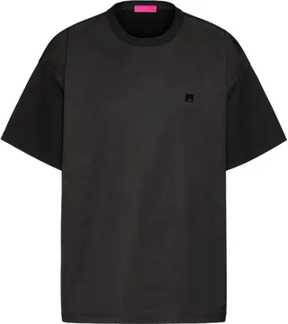 Black Stud Detail Panelled T-Shirt