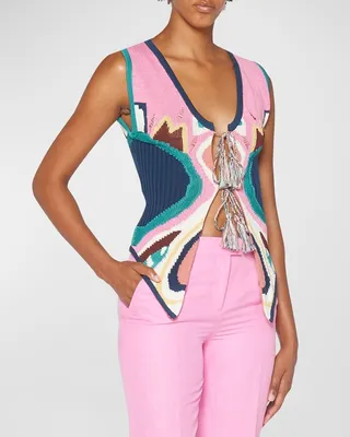 Boho Butterfly Intarsia Knit Vest