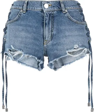 Lace-Up Denim Shorts