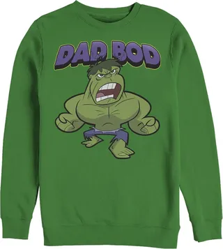Men's Marvel Dad Bod Cartoon Hulk Sweatshirt - Kelly Green - Medium