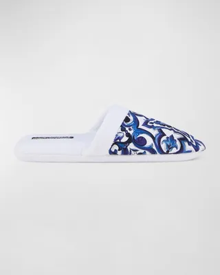 Men's Majolica-Print Cotton Slippers
