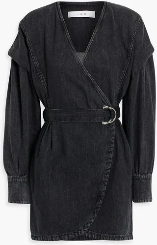 Gerlin belted denim mini wrap dress