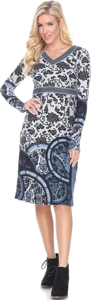Women's Naarah Embroidered Sweater Dress Blue X Large - White Mark