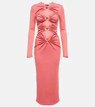 Embellished cutout jersey midi dress
