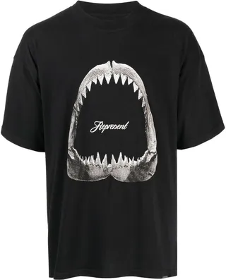 shark-print cotton T-shirt
