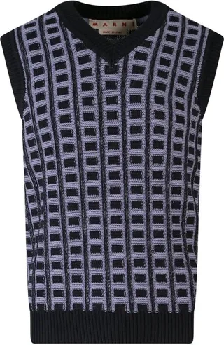 Marni Striped V-Neck Knitted Gilet