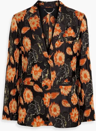Floral-jacquard blazer