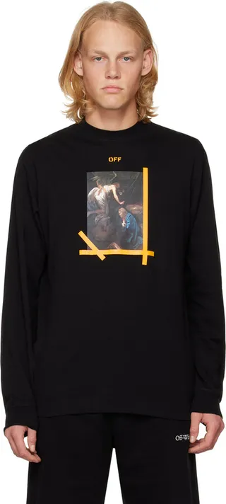 Off-White Black Printed Long Sleeve T-Shirt