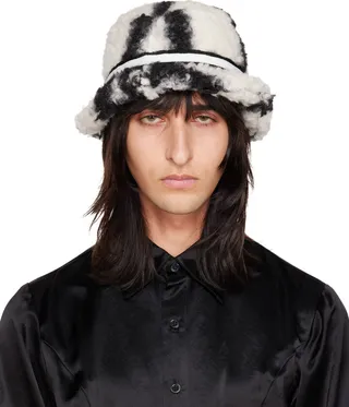 Anna Sui SSENSE Exclusive White & Black Windowpane Bucket Hat