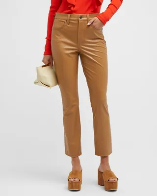 Carly Kick Flare Faux Leather Ankle Jeans