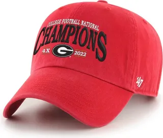 Men's '47 Brand Red Georgia Bulldogs Four-Time College Football National Champions Clean Up Adjustable Hat