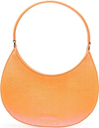 Curved Faux-Leather Shoulder Bag