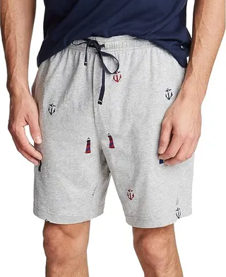Nautica Men's Soft Knit 100% Cotton Elastic Waistband Sleep Lounge Short (Grey Heather) Men's Pajama